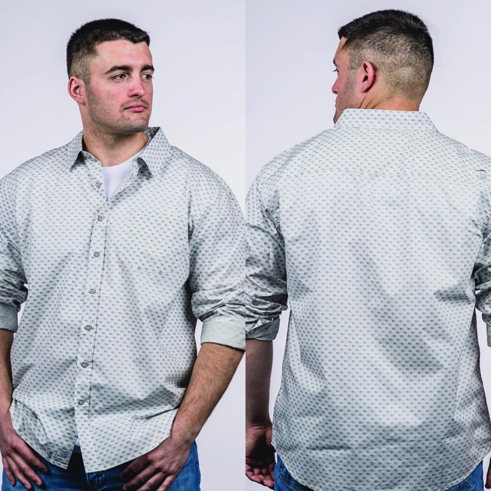 Men’s White Nine Line Button Down